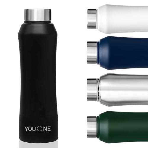 Image of YOUONE Stainless Steel Water Bottle (1 Litre, Set of 1)| Leak Proof Thunder for Fridge Home Office Travel School Kids Boys Girls Adults Sports Gym Yoga (Black)