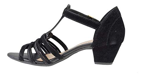 Sandália Feminina Salto Baixo Grosso Lilha Shoes 20440 (38, Preto Nobuck)
