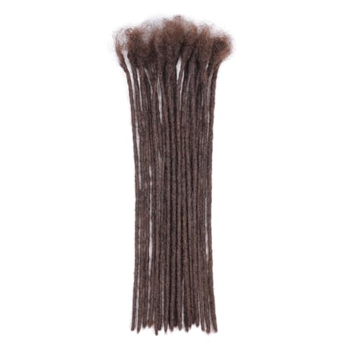 Huarisi 12 Inch Brown Dreadlock Extensions Human Hair 0.2cm Thin Loc Extensions Real Human Hair for Men Women 20 Strands Full Handmade Permanent Dreadlock Extensions Color 4 Can be Curled - Image 4