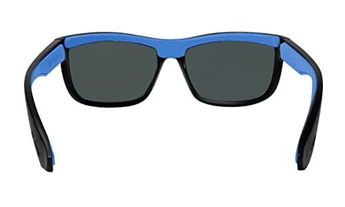 BOMBER Polarized Sunglasses, Hub Bomb, Matte Black Frame with Blue Mirror Polarized Lens/Blue Non-Slip Foam - HB111BMBF3