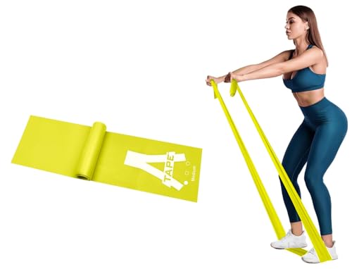 Image of A-Tape Resistance Thera Bands for Unisex | Elastic Exercise Band Set | Best Resistant Workout Bands for Booty, Glute, Leg & Thigh Exercising (51 * 6 Inch) (Yellow)