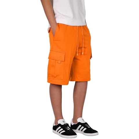 Mersenne Men's Fleece Cargo Sweat Shorts Heavyweight Big&Tall (2XL, Orange_mp1) Cover