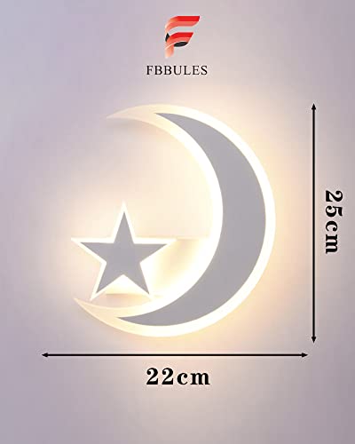FBBULES 15W Lampada da Parete Stella Luna Applique da Parete Interno Montaggio a Parete Lampada a Muro, Illuminazione per Interno Luci da Parete per Bambini Camera da Letto Salotto, Bianco Caldo 3000K - Image 3