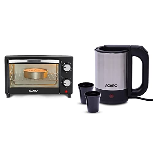 Image of AGARO 33266 9 Litres Oven Toaster Grill, Black+ Optima Electric Kettle- 0.5L,2000 Watts