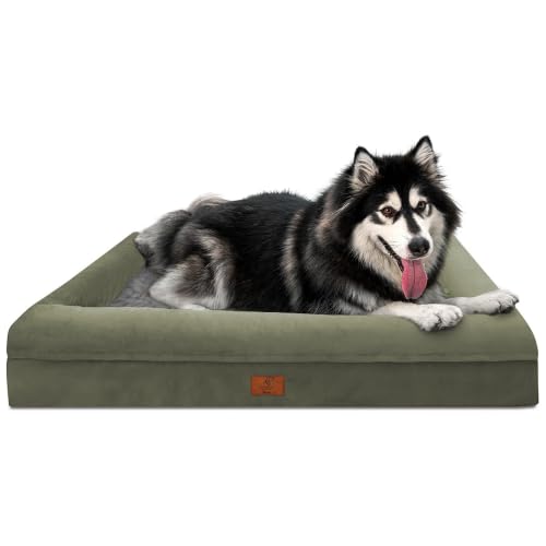 Image of XL Orthopedic Dog Bed Waterproof for Extra Large Size Dogs | 360 Degree Bolster Support, Egg Crate Foam, Waterproof Liner, Non-Slip Bottom, Machine Washable Cover, 41 x 29 Inch