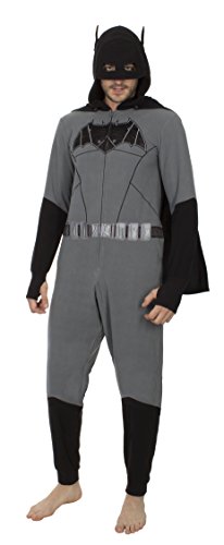 Underboss Batman Mens Onesie Union Suit Pajama Costume Black/Grey, Medium