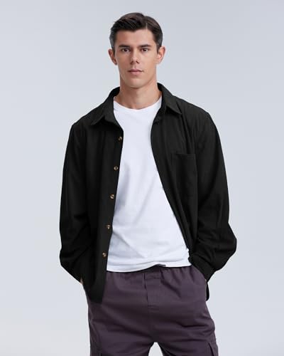 Locachy Men's Casual Corduroy Shirt Loose Button Down Corduroy Shacket Jacket4