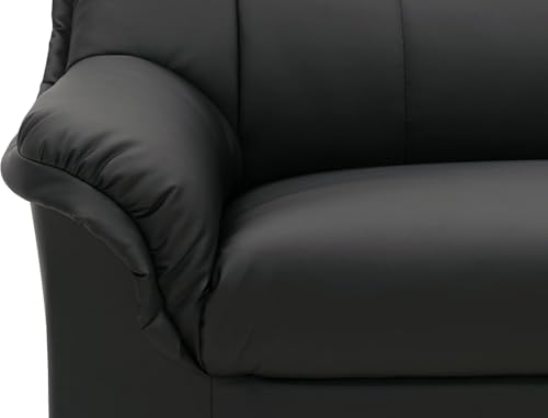 DOMO. collection Sofa Berlin, Leder, klassisches 3er Sofa, Polstergarnitur mit weichem Kunstleder und hochwertigem Federkern, 3 Sitzer 178 x 90 x 89 cm (BxTxH), schwarz