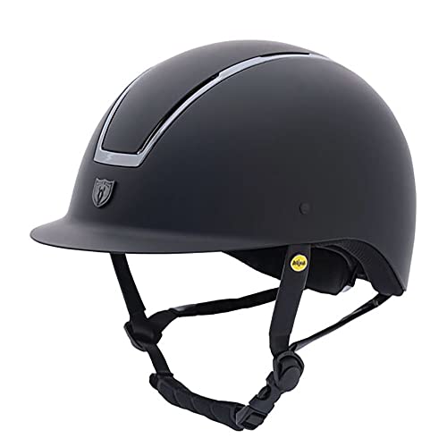 TIPPERARY EQUESTRIAN Horse Riding Helmet - Windsor - English Style Protective Horseback Riding Apparel - Customizable Fit and Cooling Ventilation - Black Chrome - Trad Brim - L