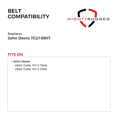Image of TCU16907 Mower PTO Belt Replacement for John Deere, Length 115.5 inch, Heavy-Duty, Durable, Aramid Cord Belt Compatible with John Deere Zero-Turn ZTrak Mowers 737, 757