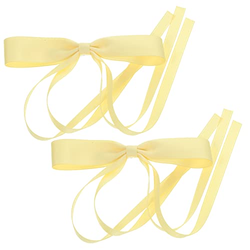 Ipetboom 2 Piezas horquilla de lazo clips de cabello agarra pinza de pelo plana soporte de de caballo con lazo para niñas diademas para el pelo clip de lazo para mujer cordón Yellow