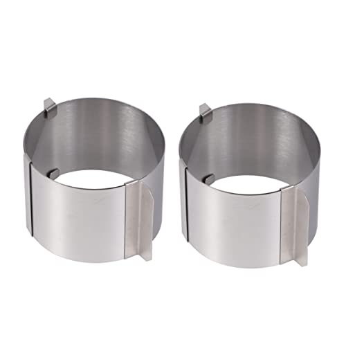 Garneck 2pcs Round Mousse Cutter 6-10cm Stainless Steel Cake Mold Adjustable Diameter for Baking