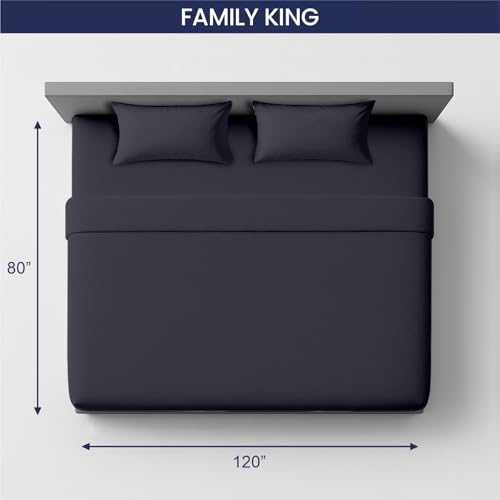 Image of SGI Bedding 120 inchx80 inch 4 Pc Family King Sheet Set 600 TC 12 inch Deep, Dark Gray