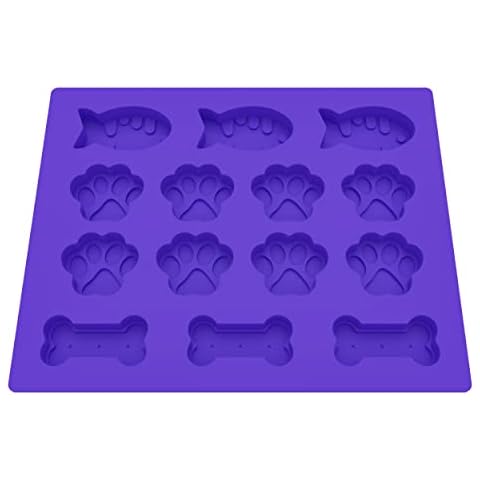 Dog Paw Animal Claw Bones Fish Shaped Shape Silicone Mould Baking Tray 14 Section Dog Treat Ice Cube Chocolate Sweet Cake Tray Non Stick BPA Free Baking Mold Cover