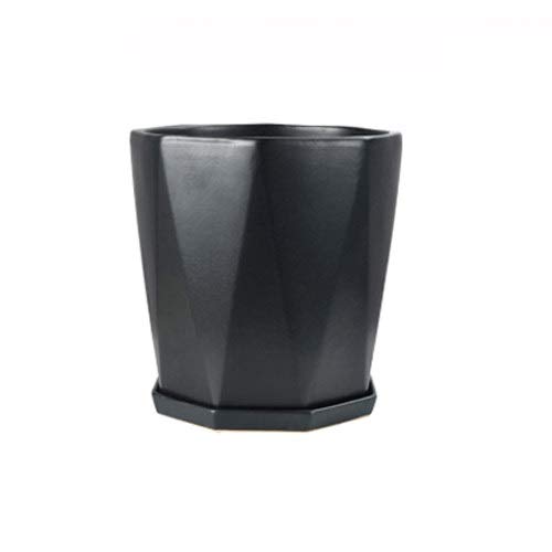 Decbde Simple Ceramic Flowerpot Extra Large Octagonal Polygon Cylindrical Plant Pots Simple Balcony Floor Tiger Pilan Green Radish Plant Containers for Indoor/Outdoor Garden Decor