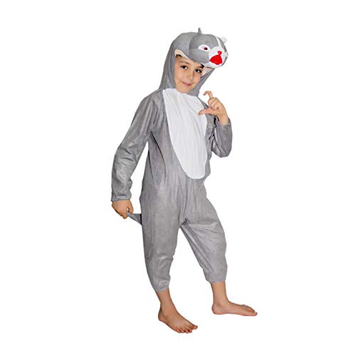 Image of Kaku Fancy Dresses Squirrel Animal Costume for Kids - Grey, 3-4 Years | Animal Fancy Dress for Boys & Girls