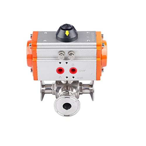 Vanne à boisseau sphérique 3 voies pneumatique 19mm en acier inoxydable sanitaire