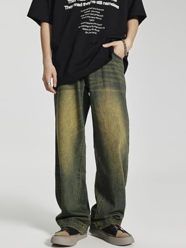 Jeans Pants Trousers Denim Retro Blue Straight Tube Loose Trendy Drop Comfortable Wide Leg Casual Men's Long2