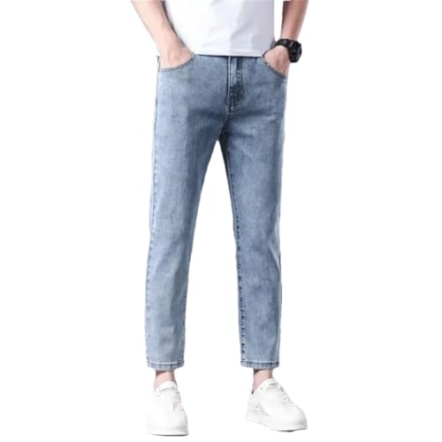 Men’S Fashion Loose Fit Straight Leg Patchwork Denim Pants Button Fly Midweight Ankle Length Casual Skinnies Jeans