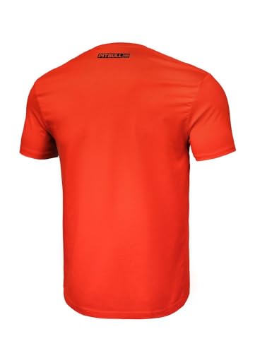 PITBULL - T-shirt męski, klasyczny krój regularny, męski T-shirt, bawełniany T-shirt męski, koszulka męska Hilltop Basic, idealna bawełniana koszulka męska na lato, P?omienna czerwie?, M