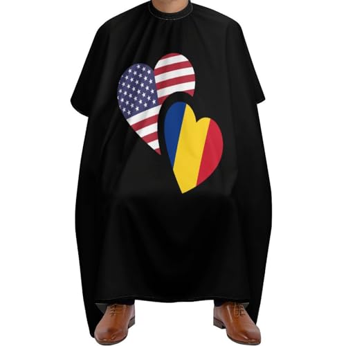 Romania US Flag Hair Cutting Cape for Men Women Waterproof Barber Cape Adjustable Salon Haircut Capes