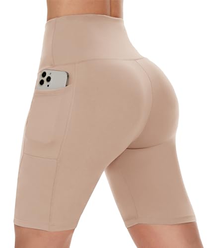 CAMPSNAIL Biker Shorts Women with Pockets - 3"/5"/8" High Waisted Workout Spandex Tummy Control Gym Running Yoga Shorts