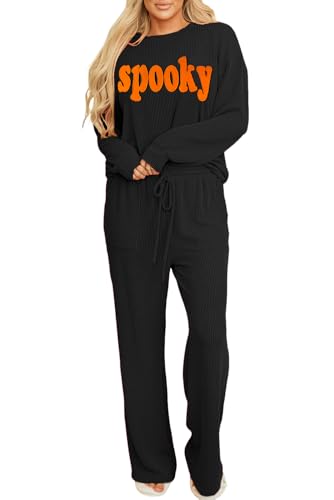 Opemiby Women 2 Piece Pajamas Set 2026 Ribbed Lounge Pants Sets with Pocket - image 1