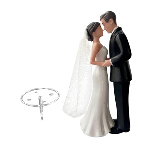 Badiman Wedding Cake Topper, Elegant Bride and Groom Figurine for Wedding Cake Decoration, Romantic Cake Plastic Toppers for Anniversaries, Engagement Parties, Bridal Showers, Wedding