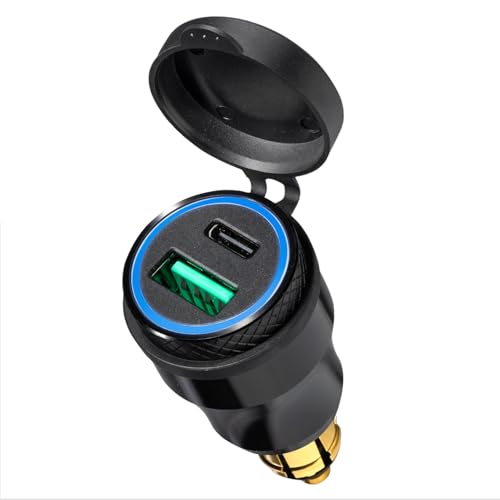 Image of Motorcycle Power Adapter DIN Hella Plug to QC 3.0 USB & Type C Charger Compatible with BMW Triumph Tiger Ducati Motorcycle
