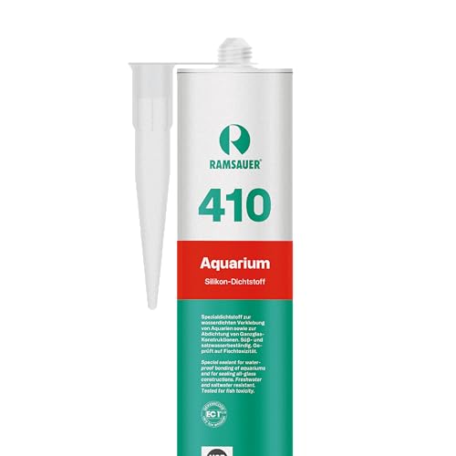 RAMSAUER 410 Aquarium (Transparent) - 310ml Kartusche, Silikon Dichtstoff, Verklebung & Abdichtung von Aquarien, Terrarien & Ganzglas-Konstruktionen, Fliesen, salzwasserbeständig, haftet unter Wasser
