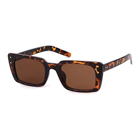 GIFIORE Retro Square Sunglasses Women 90s Vintage Small Plastic Tortoise Shell Frame Glasses with Rivet Cover