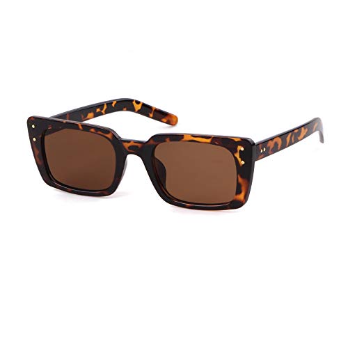 GIFIORE Retro Square Sunglasses Women 90s Vintage Small Plastic Tortoise Shell Frame Glasses with Rivet