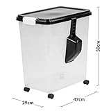 Taylor & Brown 40 Litre Airtight Pet Food Storage Container With Plastic Measuring Scoop Treats For Pet Dog Cat Animal Dry Food Dispenser With Casters, Black - Image 7