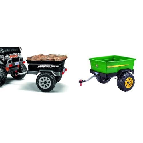 Peg Perego Adventure Trailer Ride On and John Deere Gator Adventure Trailer Bundle, 66 lb Capacity