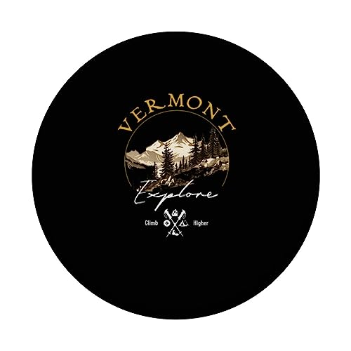 Vermont Retro Vintage Apparel - Vermont Souvenir PopSockets Swappable PopGrip, Black - Image 3