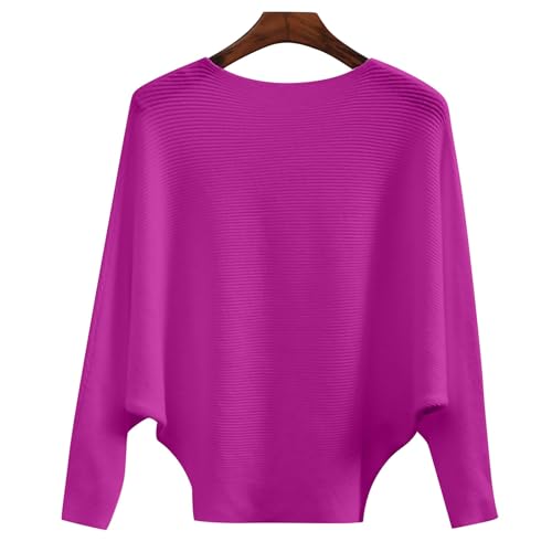 ENCURKUS Women's Boat Neck Batwing Sleeves Sweater Knitted Pullover Tops - image 3
