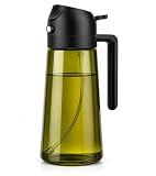 2-in-1 Olive Oil Sprayer & Dispenser, Leakproof 16oz Refillable Glass Spray Bottle for Cooking, Air Fryer & Salad
