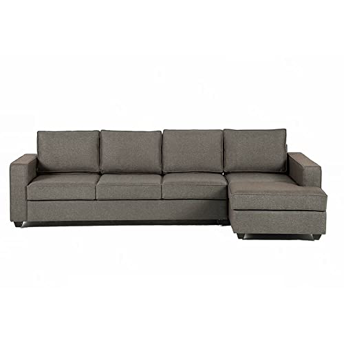 Image of Wakefit Sofa Set | 3 Year Warranty | Sofa 3 Seater, 3 Seater Sofa for Living Room, Wooden Sofa Set, Sofa Set 3 Seater + Right Aligned - Napper(Omega : Grey)