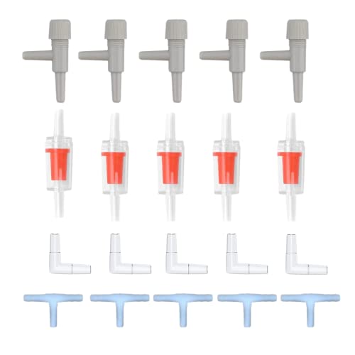 Aquarium Check Valves、Airline Tubing Connectors Plastic Inline Valve、Aquarium Air Flow Control Valve（20PCS for fish tank）