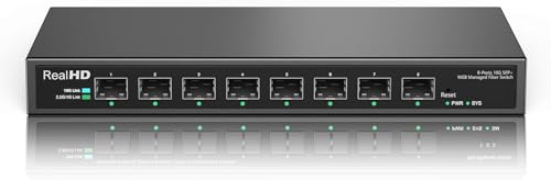 Image of 8 Port 10Gb SFP+ Web Managed Fiber Switch | Multi-Gig 10G-2.5G Adaptive | Fanless | 160G Bandwidth | Jumbo Frames / VLAN / QoS, Only Compatible with TP-Link, Real HD 10G SFP+ Module, NOT Plug & Play 1Gb