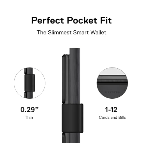Image of Ekster - Aluminum Cardholder Wallet - Metal Aluminum Wallet for Men - Fits 12 Cards, RFID Blocking Layer, Ultra-Thin, Minimalist, Push Button, Swift Card Access, Expandable, Trackable (Brushed Black)