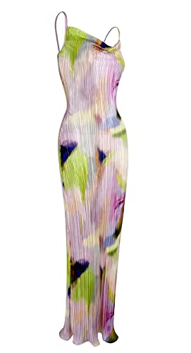 Cowl Neck Printed Plisse Maxi Dress Sleeveless Tank Dress Summer Beach Dresses2