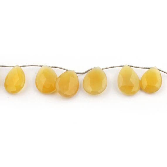 Chalcédoine jaune naturelle en perles briolettes poires pour la création de bijoux artisanaux