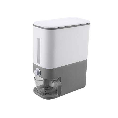 TEmkin Dispensador de cereales, caja de almacenamiento automática, tanque de plástico para alimentos, contenedor de arroz, organizador, taza medidora, latas de almacenamiento de granos pa