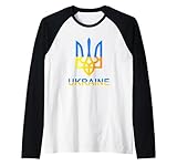 Photo Gallery ucraina tryzub tridente bold bandiera moderna grafica stile maglia con maniche raglan Photo Gallery ucraina tryzub tridente bold bandiera moderna grafica stile maglia con maniche raglan