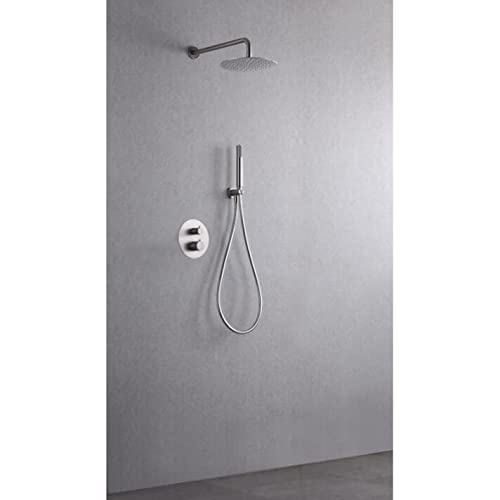 Conjunto de ducha termostática empotrado color níquel cepillado Line Imex GTD038/NQ