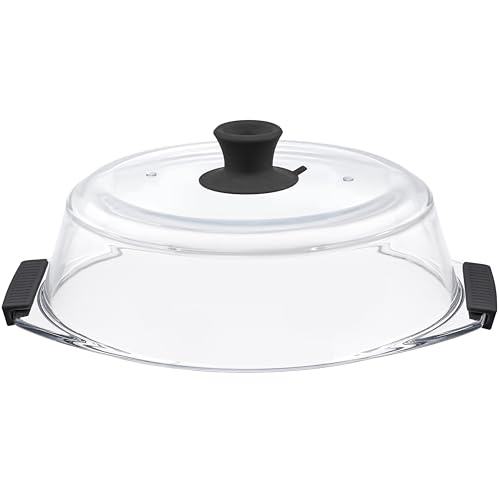 Microwave Cover Glass - Vented Collapsible Silicone and Glass Microwave Plate Cover | Large 12-inch Splatter Guard Lid | 100% Food Grade | Dishwasher Safe Bezrat (Black)