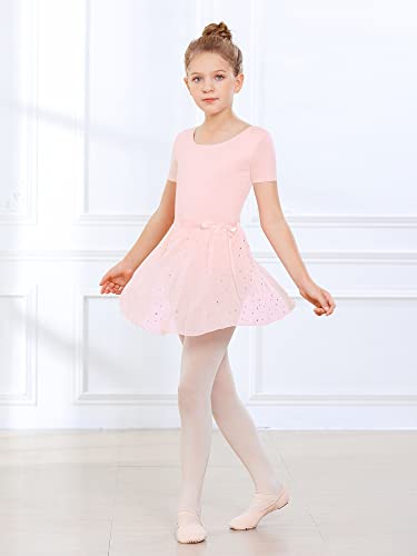 Stelle Girls Women Ballet Skirt Dance Wrap Skirt Chiffon Toddler Ballet Skirts(4-6 Years, Pink Shiny Skirt(Ad Tie))