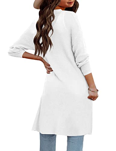 Amarmia Girl's Open Front Cardigan Long Sleeve Knit Sweaters Kids Lightweight Cute Casual Loose Outerwear Coats With Pockets White #TOP1