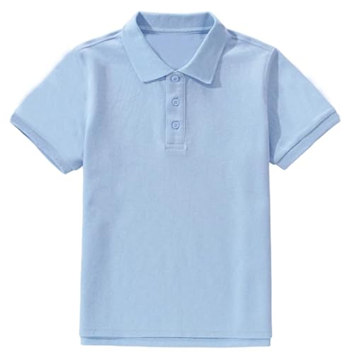 Kids Dress Shirts Formal Short Sleeve Solid Collar Shirts Tops Summer Loose Fit Basic School Tees Outfits for Boys